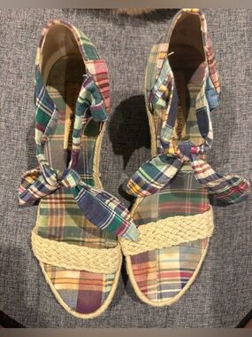 Tommy Hilfiger Multicolor Plaid Espadrille Wedges